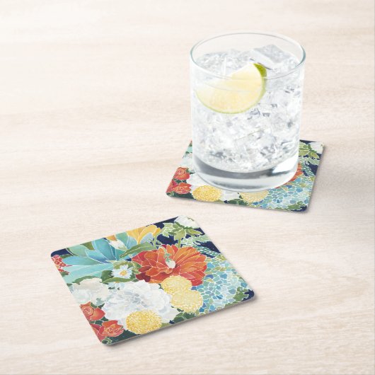 深夜花模様III スクエアペーパーコースター (インサイチュ)