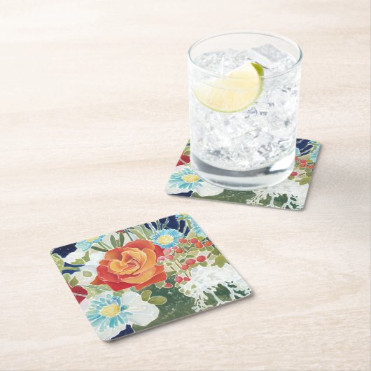 深夜花模様IV スクエアペーパーコースター (インサイチュ)