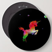 深宇宙の数々の色がついたユニコーン 缶バッジ (正面&裏面)