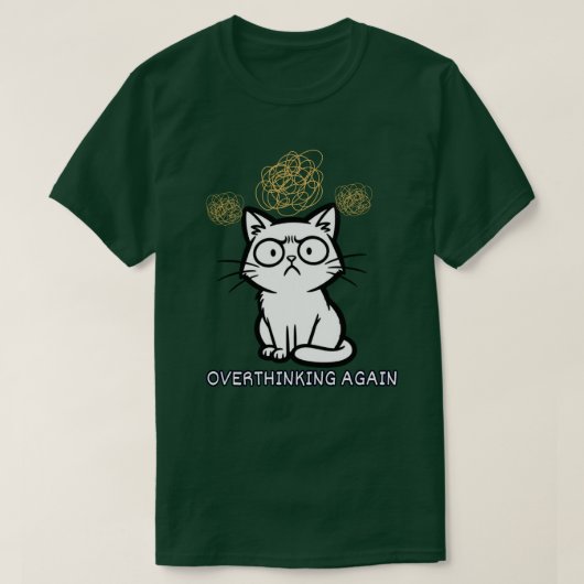 深慮する猫の気分イラストデザイン Tシャツ (デザイン正面)