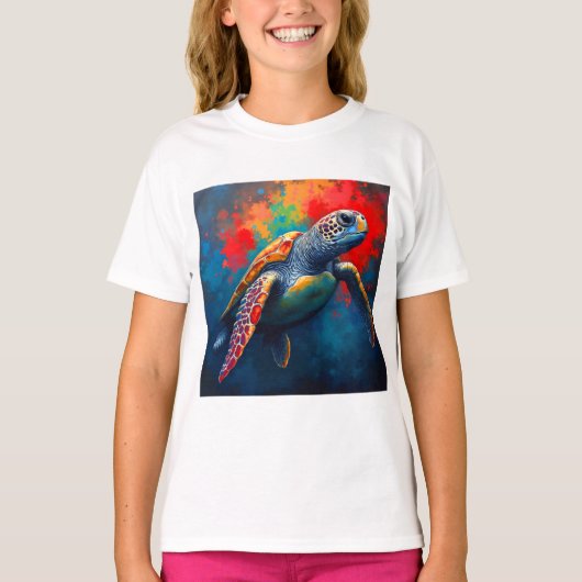 深海に潜むウミガメ Tシャツ (正面)