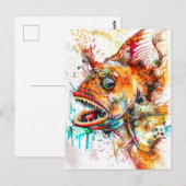 深海のランタンを持つ魚の抽象的な水彩画 ポストカード (正面/裏面)