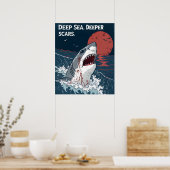 深海の傷跡 グレートホワイトシャーク ポスター (キッチン)