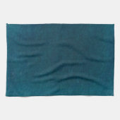 深海の水彩画-暗いティール（緑がかった色）の青および水 キッチンタオル (横)