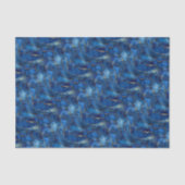 深海の青と金の水彩模様のデコパージュ 薄葉紙 (正面)