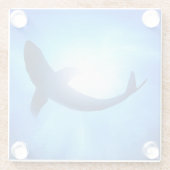 深海の鮫のシルエット ガラスコースター (裏面)