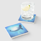 深海の鮫のシルエット ストーンコースター (横)