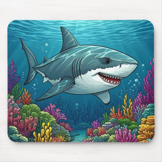 深海を泳ぐサメ マウスパッド (正面)