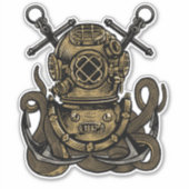 深海ダイバー たこ 交差したアンカー シール (正面)