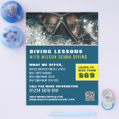 深海ダイバー、スキューバダイビングレッスン広告 チラシ (シングル)