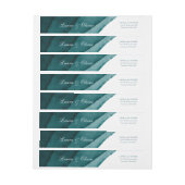 深海ティール(緑がかった色)の水彩画の結婚式のラップアラウンドのラベル ラップアラウンドラベル (シート)