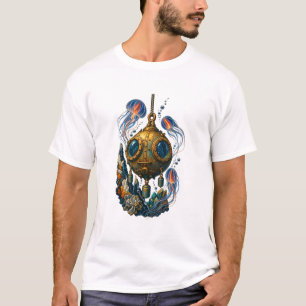 深海潜水球探検レトロTシャツ Tシャツ
