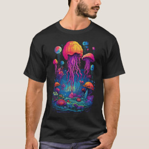 深淵カラフル:深い海クラゲ喜び Tシャツ