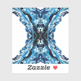 深淵 アブストラクト ネイビーブルー ゴールド ホワイト フルイド アート シール