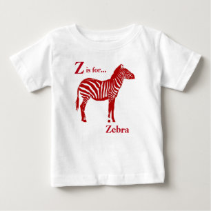 深紅および白いシマウマ- ベビーTシャツ