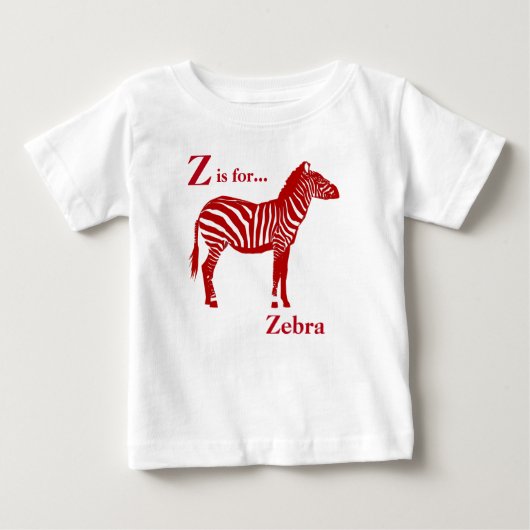深紅および白いシマウマ- ベビーTシャツ (正面)