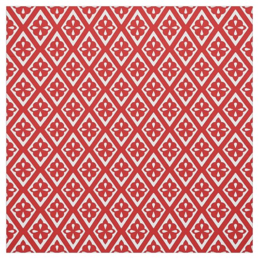 深紅および白い中世ダイヤモンド- ファブリック (見本)