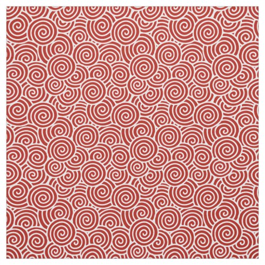 深紅および白い日本人の渦巻パターン- ファブリック (見本)