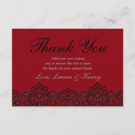 深紅および黒いレースのサンキューカード サンキューカード
