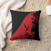 深紅および黒く派手なデザイン クッション (ブランケット)