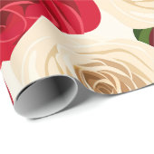 深紅とアイボリーの赤クリーム色のバラの包装紙 ラッピングペーパー (ロールコーナー)