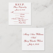 深紅と白の返信カード RSVP カード (正面/裏面)