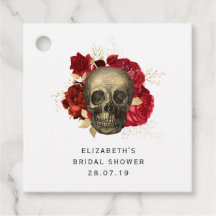 深紅と金のゴシックドクロとバラ