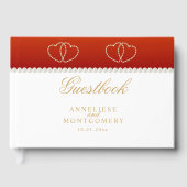 深紅と金のハート ゲストブック (正面)