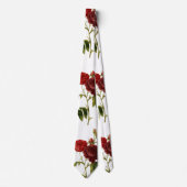 深紅にヴィンテージのバラの絵を描くこと ネクタイ (正面)