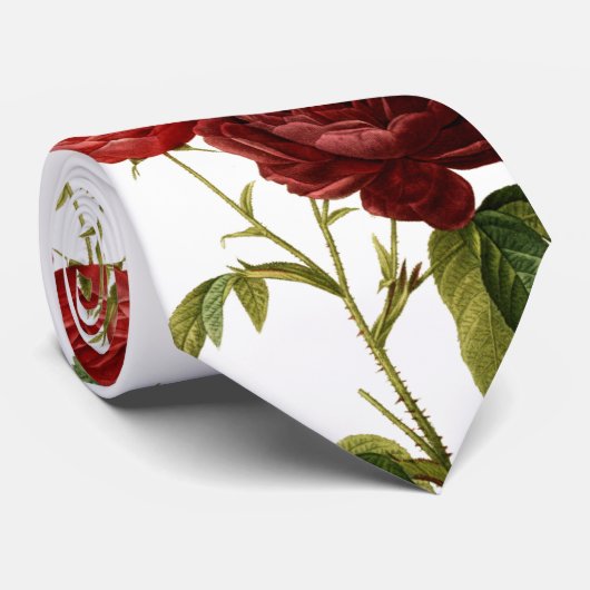 深紅にヴィンテージのバラの絵を描くこと ネクタイ (ロール)