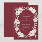 深紅のつるバラの結婚式 招待状 (正面/裏面)