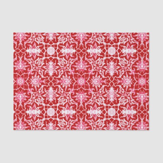 深紅のアールヌーボーの中国のなパターン- 薄葉紙 (正面)