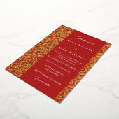 深紅のイタリアン タイル（レトロドット） 箔招待状 (回転した状態)