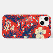 深紅のインディゴの冬の植物模様 Case-Mate iPhoneケース (裏面 (横))