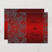 深紅のエレガントでモダンなレースの保存日付 セーブザデート (正面/裏面)