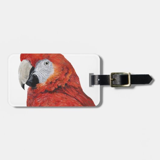 深紅のコンゴウインコのオウムのギフト ラゲッジタグ (正面横)