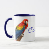 深紅のコンゴウインコのコスタリカの陶磁器のマグ マグカップ (左)