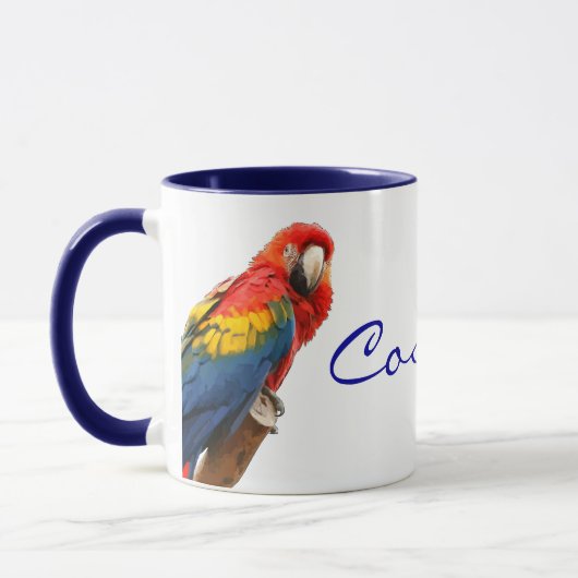 深紅のコンゴウインコのコスタリカの陶磁器のマグ マグカップ (左)