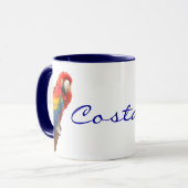 深紅のコンゴウインコのコスタリカの陶磁器のマグ マグカップ (正面左)