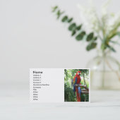 深紅のコンゴウインコ、赤いコンゴウインコのphotograpのデザイン 名刺 (スタンド正面)