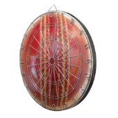 深紅のステッチ・フォーカス：クローズアップ・オブ・クリケットのハート ダーツボード (正面右)