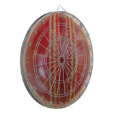 深紅のステッチ・フォーカス：クローズアップ・オブ・クリケットのハート ダーツボード (正面左)