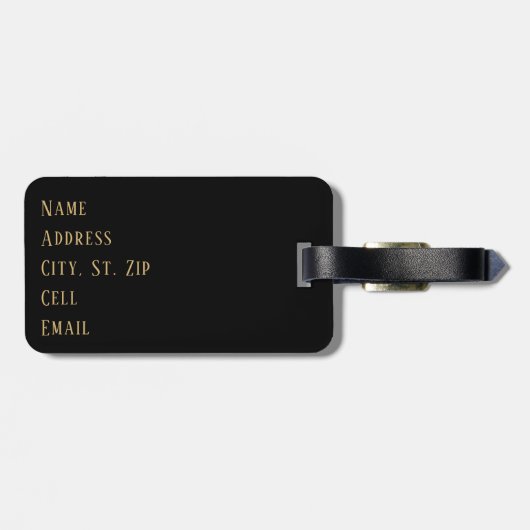 深紅のストライプな及びヒョウ動物-モノグラム ラゲッジタグ (裏面横)