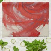 深紅のスパイラル抽象絵画 キッチンタオル (折り畳み)