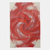 深紅のスパイラル抽象絵画 キッチンタオル (縦)