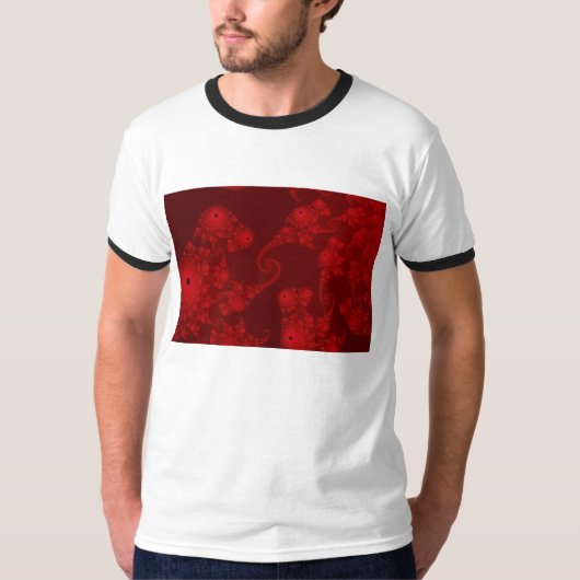 深紅のタツノオトシゴの群れTシャツ Tシャツ (正面)
