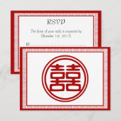 深紅のダブルハピネス - おしゃれ 出欠カード (正面/裏面)