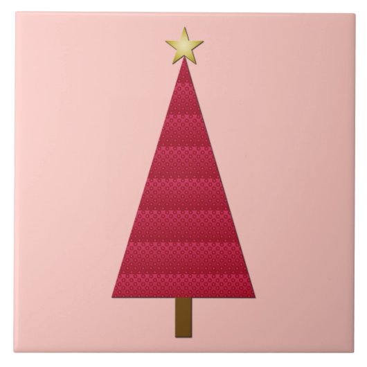 深紅のダマスクモダンなクリスマスツリー タイル (正面)