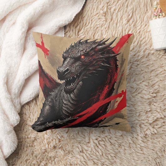 深紅のドラゴン インク パワー ピロー (ブランケット)