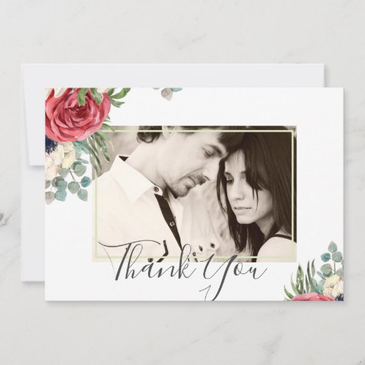 深紅のネイビー フローラル ユーカリ グリーンのウェディング (正面)